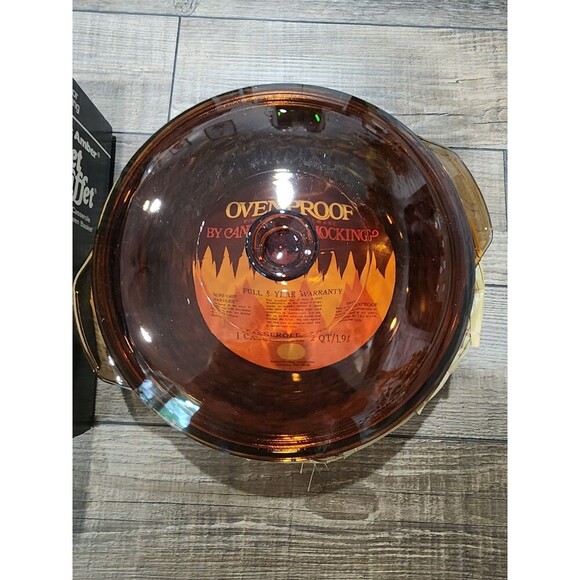 Anchor Hocking 2 qt. Casserole Dish w/ Basket Woven Harvest Amber Round NIB. - Picture 2 of 11